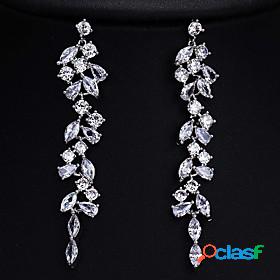 Womens Drop Earrings Earrings Cubic Zirconia Leaf Drop