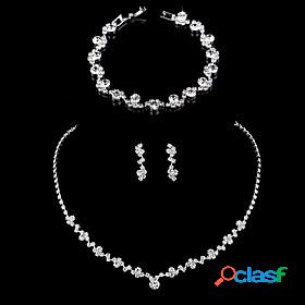 Womens Drop Earrings Necklace Bracelet Tennis Chain Simple