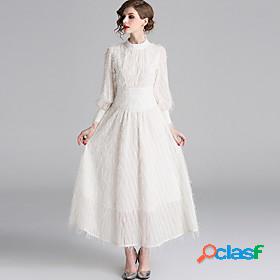 Womens Elegant Swing Dress - Solid Colored White S M L XL