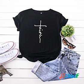 Womens Faith T shirt Graphic Text Letter Print Round Neck