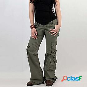 Womens Fashion Multiple Pockets Culottes Wide Leg Tactical