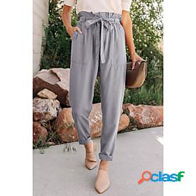 Womens Fashion Side Pockets Chinos Ankle-Length Pants