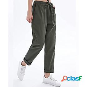 Womens Fashion Side Pockets Elastic Drawstring Design Chinos