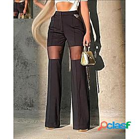 Womens Fashion Wide Leg Patchwork Flare Chinos Hot Pants