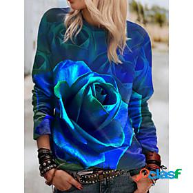 Womens Floral 3D Sweatshirt Pullover Print 3D Print Sports
