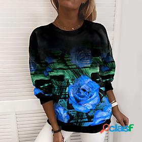 Womens Flower Rose Sweatshirt Pullover Print 3D Print Casual