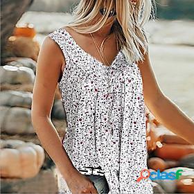 Womens Going out Blouse Tank Top Vest Graphic Print V Neck