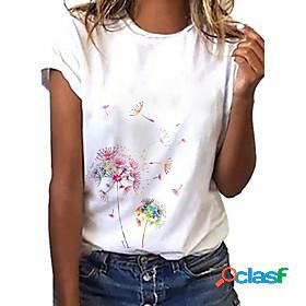 Womens Going out Floral Theme Dandelion Painting T shirt