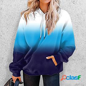 Women's Gradient Hoodie Sweatshirt Front Pocket Print 3D