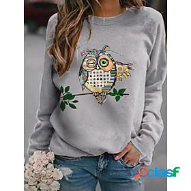 Womens Graphic Owl Hoodie Sweatshirt Daily Basic Casual