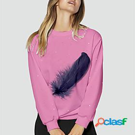 Womens Graphic Prints Feather Sweatshirt Pullover Print 3D