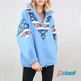Womens Graphic Sweatshirt Pullover Quarter Zip Print Daily