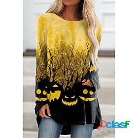 Womens Halloween T shirt Abstract Painting Long Sleeve