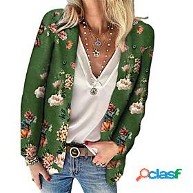 Womens Jacket Fall Daily Regular Coat V Neck Regular Fit