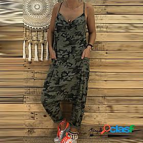 Womens Jumpsuit Camo / Camouflage Backless Print Casual