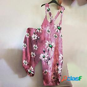 Womens Jumpsuit Floral Backless Print Casual Daily Strap