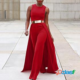 Womens Jumpsuit Solid Color Elegant Crew Neck Party Party