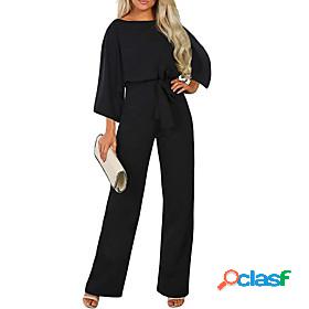 Womens Jumpsuit Solid Color Patchwork Ordinary Off Shoulder