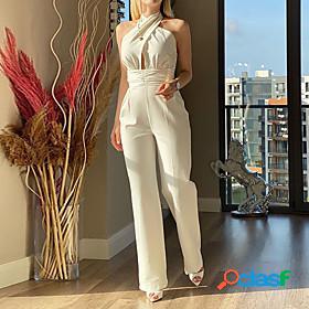 Womens Jumpsuit Solid Colored Backless Cut Out Casual Daily