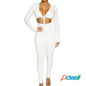 Women's Jumpsuit Solid Colored Cut Out Ordinary V Neck