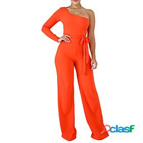 Womens Jumpsuit Solid Colored Lace up Casual Daily One