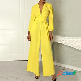 Womens Jumpsuit Solid Colored Ordinary V Neck Wide Leg Daily