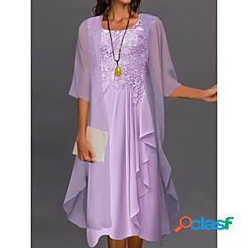 Women's Knee Length Dress A Line Dress Blue Purple Pink Half