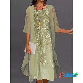 Womens Knee Length Dress A Line Dress Green Blue Purple Half