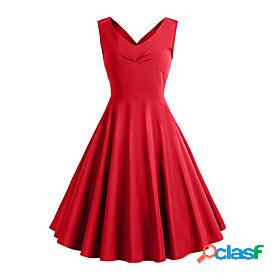 Womens Knee Length Dress Sheath Dress Red Navy Blue