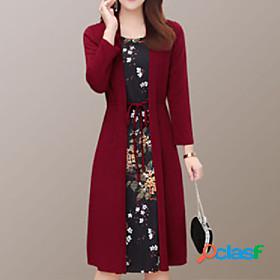 Womens Knee Length Dress Two Piece Dress Green Black Red