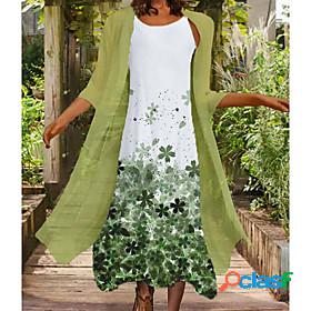 Womens Maxi long Dress A Line Dress Green Purple Half Sleeve