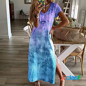 Women's Maxi long Dress Shift Dress Green Blue Red Short