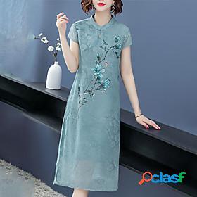 Womens Midi Dress Sheath Dress Green Blue Pink Red Short