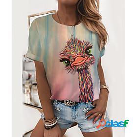 Womens Painting T shirt Graphic Animal Print Round Neck