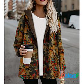 Womens Parka Regular Coat Regular Fit Jacket Color Block