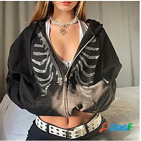 Women's Print Zip Up Hoodie Sweatshirt Daily Going out