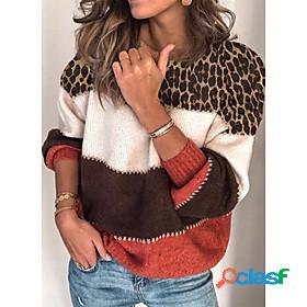 Womens Pullover Sweater Leopard Cheetah Print Knitted