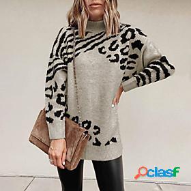 Women's Pullover Sweater Leopard Print Zebra Print Modern