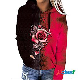 Women's Rose Hoodie Pullover Hoodie Sweatshirt Print 3D