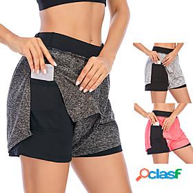 Womens Running Shorts Home Bottoms 2 in 1 with Phone Pocket
