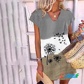 Womens Short Mini Dress A Line Dress White Short Sleeve