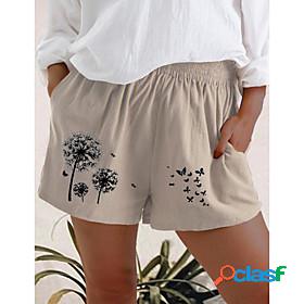 Womens Shorts Print Shorts Pajamas Short Pants Micro-elastic