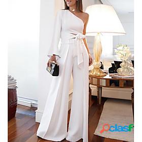 Womens Solid Color Casual Daily Two Piece Set Pant Jumpsuit