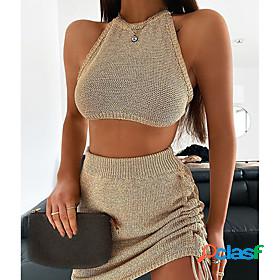 Womens Streetwear Plain Casual Daily Wear Two Piece Set Crew