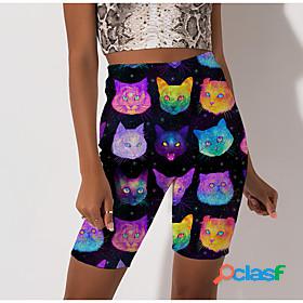 Womens Stylish Athleisure Print Biker Shorts Knee Length