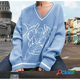 Womens Sweater Pattern Long Sleeve Sweater Cardigans V Neck
