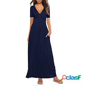 Women's Swing Dress Maxi long Dress Gray Green Royal Blue