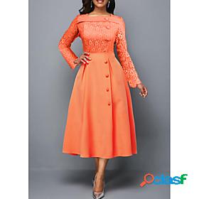 Womens Swing Dress Midi Dress Blue Blushing Pink Orange Long