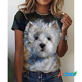 Womens T shirt Abstract 3D Printed Painting Dog 3D Animal
