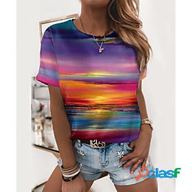 Womens T shirt Abstract 3D Printed Painting Graphic Scenery